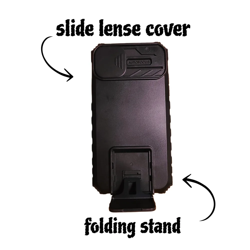 iPhone 11 Phone Case In Black w/ Sliding Camera Cover And Kickstand